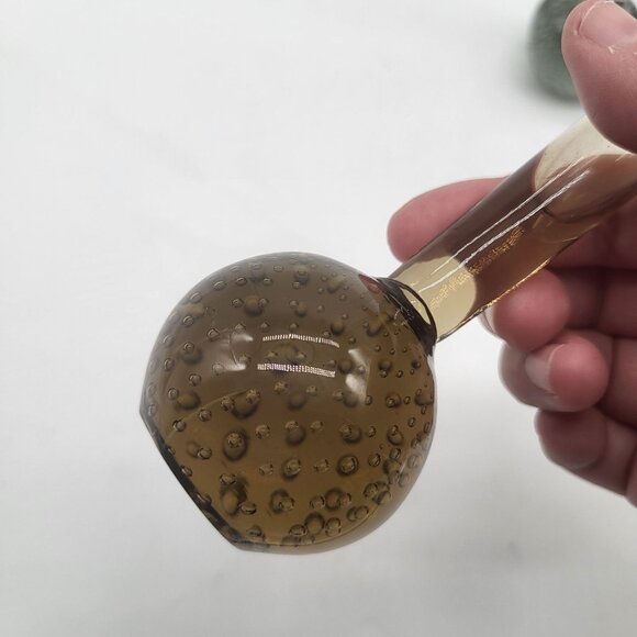 Vintage Mid Century Modern Bubble Art Glass Bud Vases Set of 2 - Picture 7 of 12